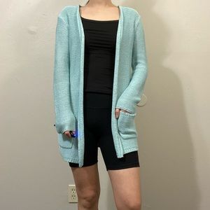 Aqua blue mint long soft cardigan sweater women’s